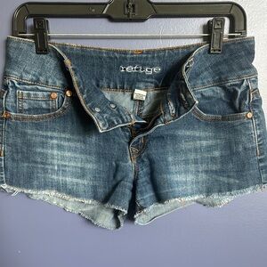 Refuge Blue Jean Shorts Distressed Cut-Offs
